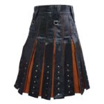 Fashion Black And Brown Leather Kilt Back