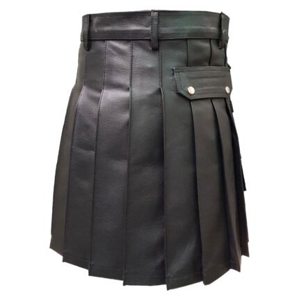 Genuine Black Mens Leather Kilt Back