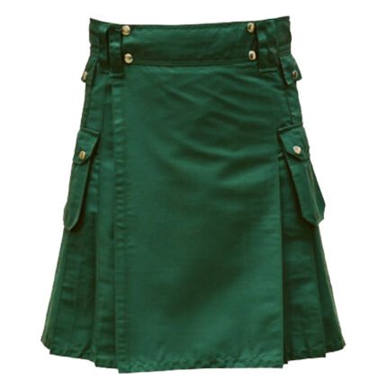 Green Utility Kilt With Multiple Pockets