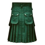 Green Utility Kilt With Multiple Pockets Back