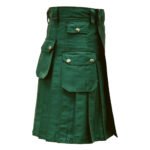 Green Utility Kilt With Multiple Pockets Side