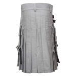 Grey Handmade Utility Kilt With Straps