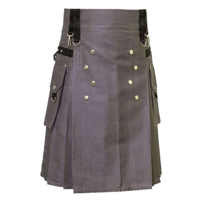 Grey Utility Kilt For Mens