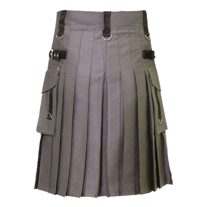 Grey Utility Kilt For Mens Back