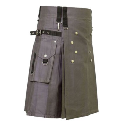 Grey Utility Kilt For Mens Side