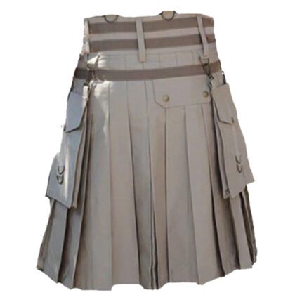 Handmade Khaki Utility Kilt Back