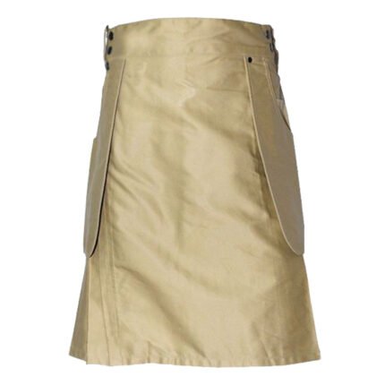 Khaki Utility Kilt With Cargo Pockets