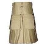 Khaki Utility Kilt With Cargo Pockets Back