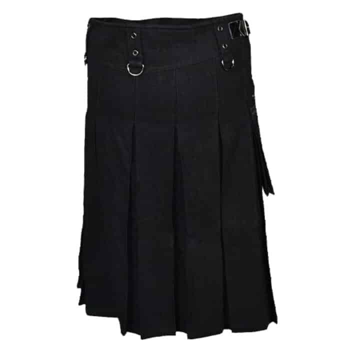 Mens Black Fashion Kilt With Detachable Pocket Back