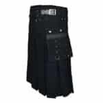 Mens Black Fashion Kilt With Detachable Pocket Right