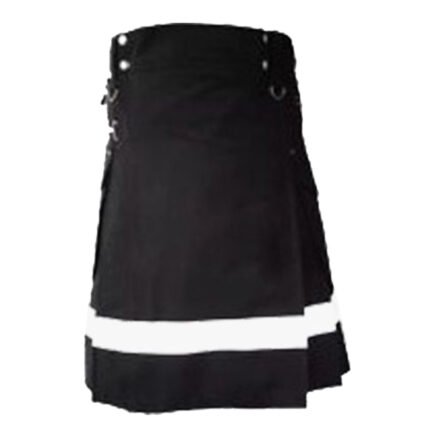 Mens Black Utility Kilt With White Strap