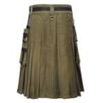 Mens Olive Green Fashion Kilt Back