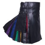 Mens Rainbow Leather Kilt