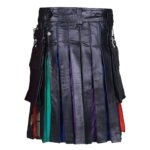 Mens Rainbow Leather Kilt Back