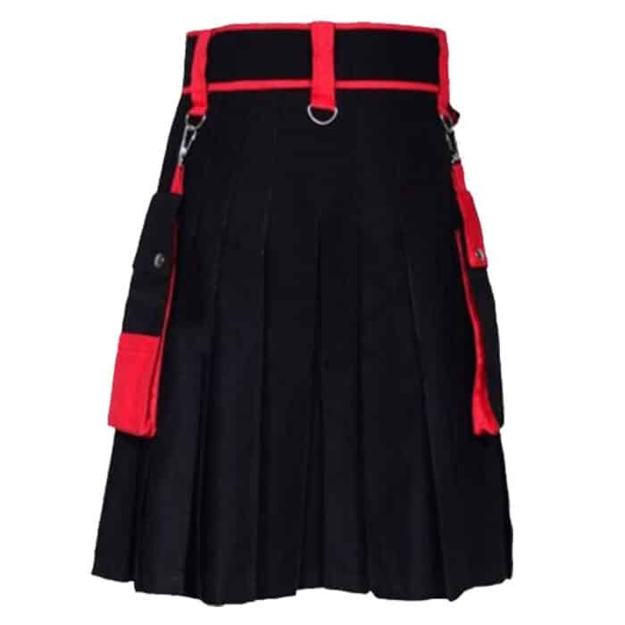 Modern Black And Red Two Tone Fashion Kilt Back