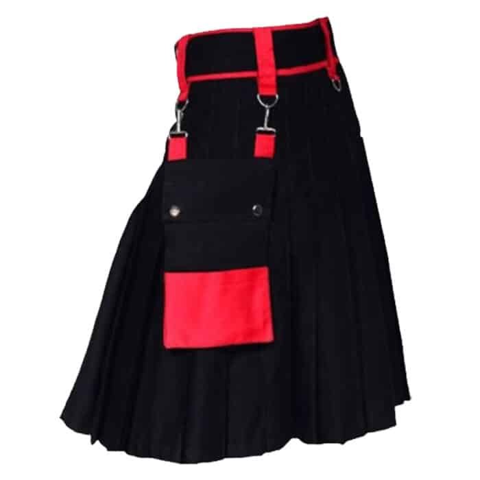 Modern Black And Red Two Tone Fashion Kilt Back