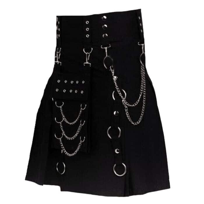 Modern Black Gothic Style Kilt Side