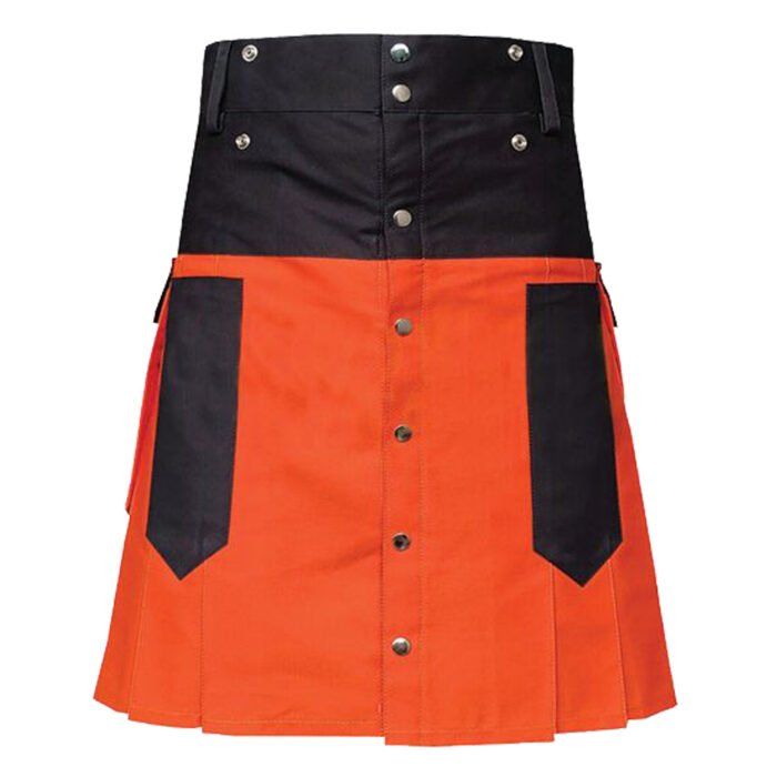 Orange And Black Utility Fashion Kilt 1