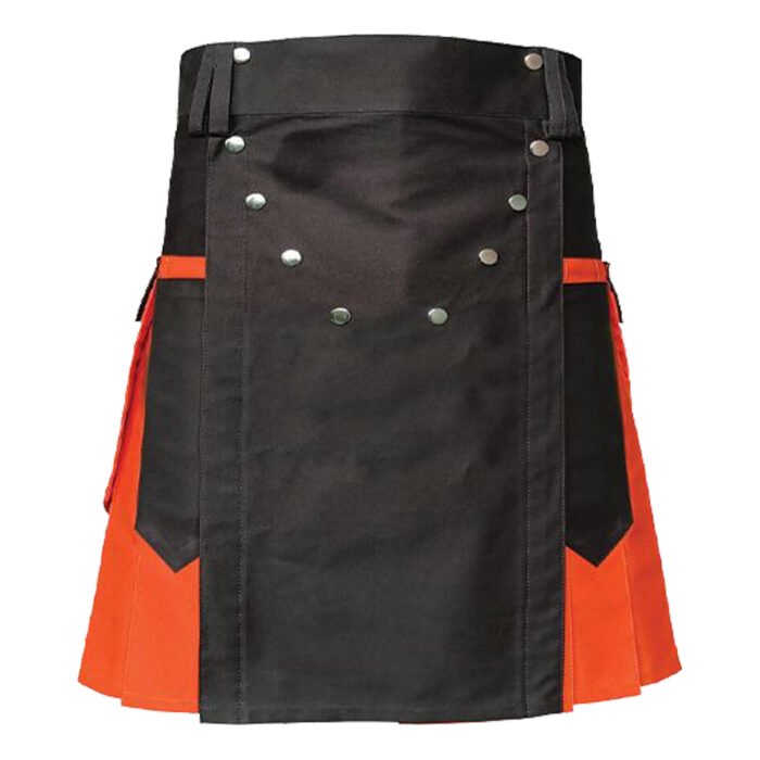 Orange And Black Utility Fashion Kilt