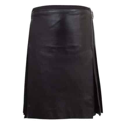 Plain Black Leather Kilt