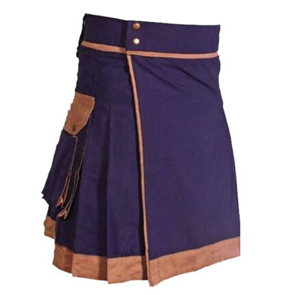 Purple Utility Kilt With Brown Trimming