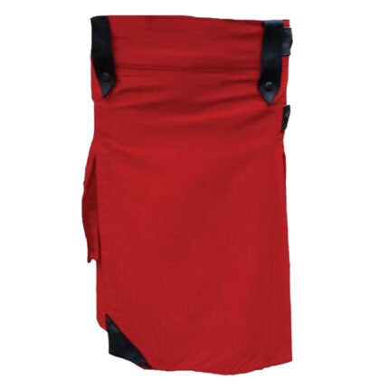 Red Cotton Utility Kilt For Mens