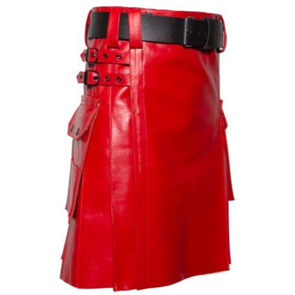 Red Leather Kilt Side