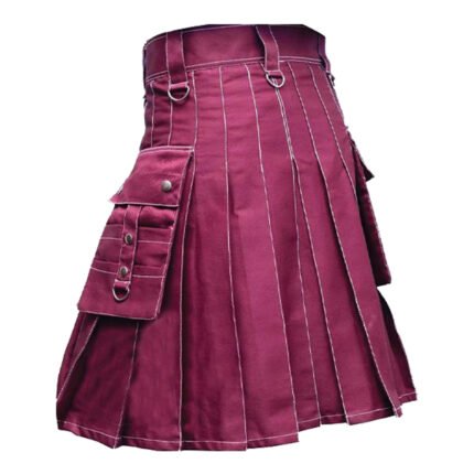 Stylish Maroon Utility Kilt Back