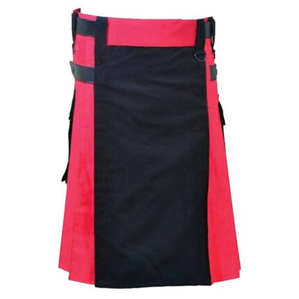 Stylish Red And Black Utility Kilt