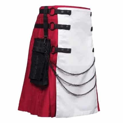 Stylish Red And White Fashion Kilt Side