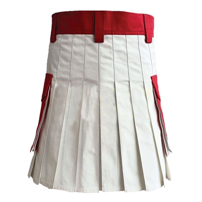 White And Red Utility Kilt Mens Back