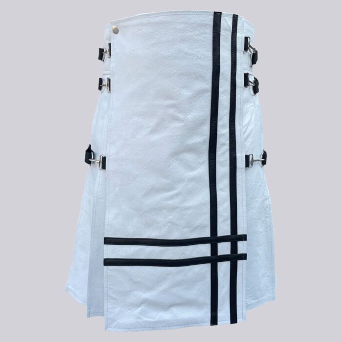 White Fashion Leather Kilt