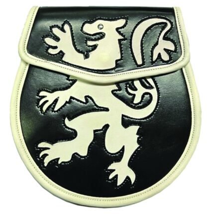 White Lion Rampant Leather Sporran