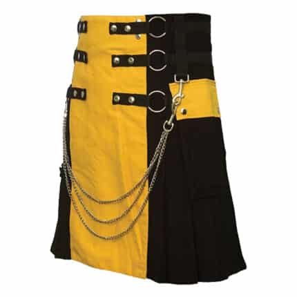 Yellow And Black Gothic Fashion Kilt Side