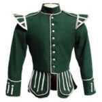 Forest Green Doublet Wool Blazer With White Trimming