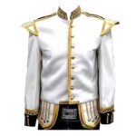 Pipe Band Doublet White Blazer Wool With Gold Braid