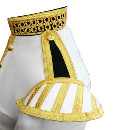 Pipe Band Doublet White Blazer Wool With Gold Braid Shoulder