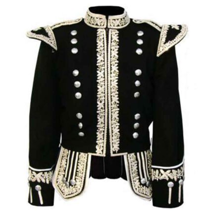 Piper Drummer Doublet Jacket Machine Embroidery Silver Bullion