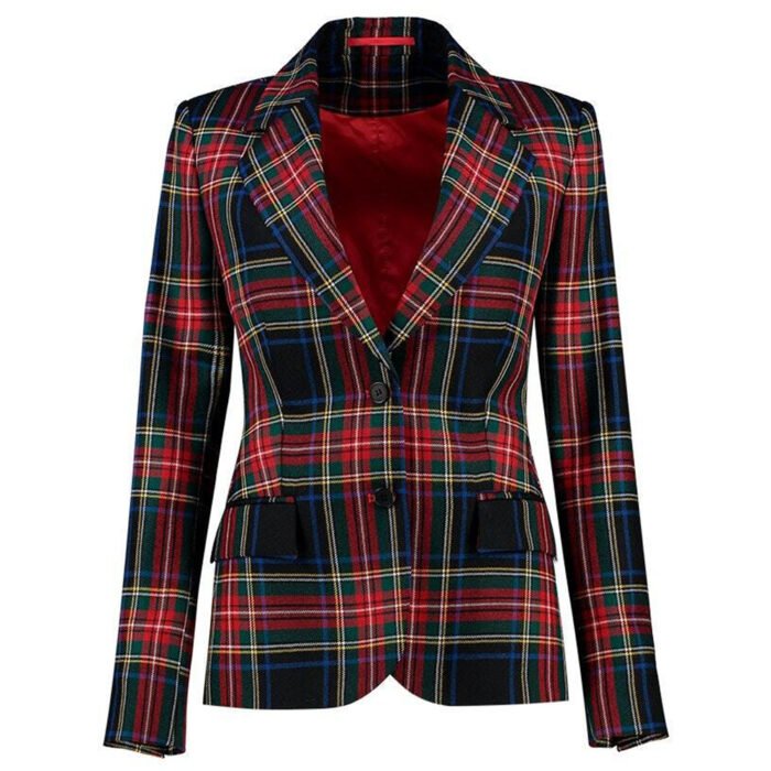 Plaid Tartan Tuxedo Jacket Women