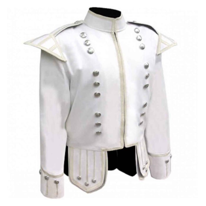 Summer White Doublet Wool Jacket Silver Braid And Trim