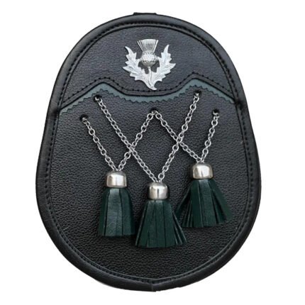 Thistle Badge Black Leather Sporran