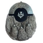 Thistle Badge Grey Rabbit Fur Sporran