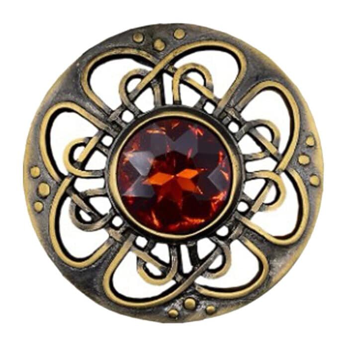 red stone celtic brooch