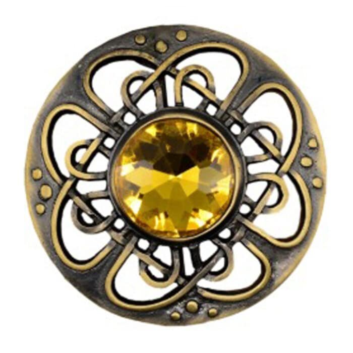 yellow stone celtic brooch