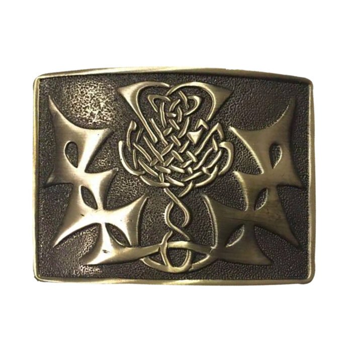 Celtic Thistle Cross Kilt Belt Buckle Antique