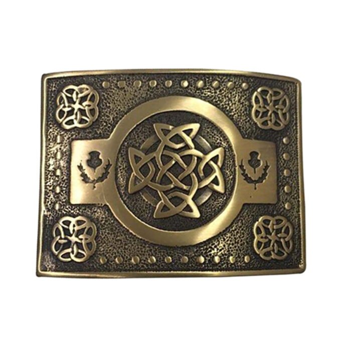 celtic thistle knot kilt belt buckle antique