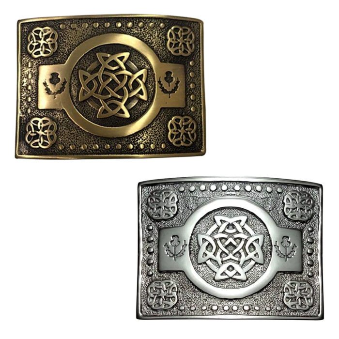celtic thistle knot kilt belt buckle