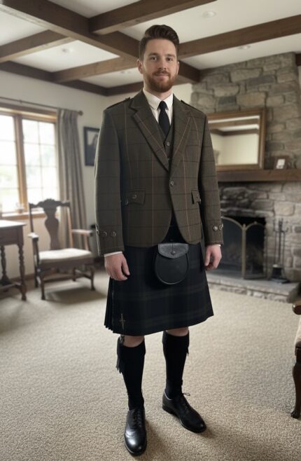 Dark Olive Green Classic Argyle Outfit