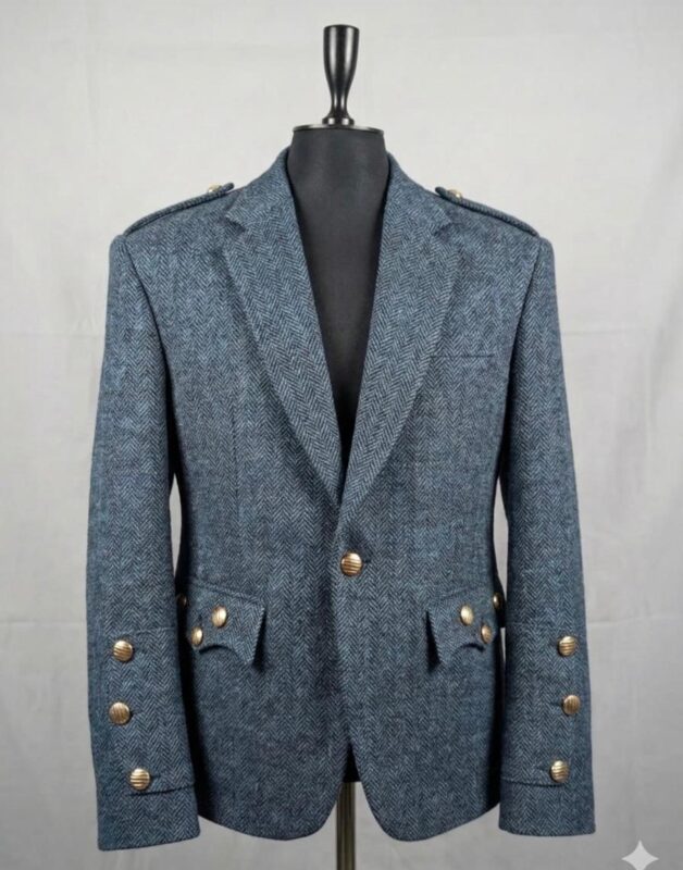 Black and Light Blue Tweed Jacket